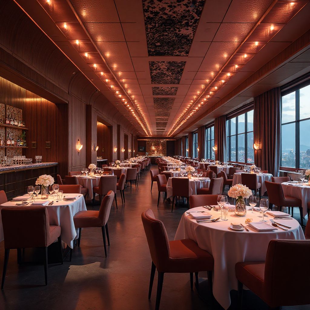 Elegante dining area met romantische verlichting