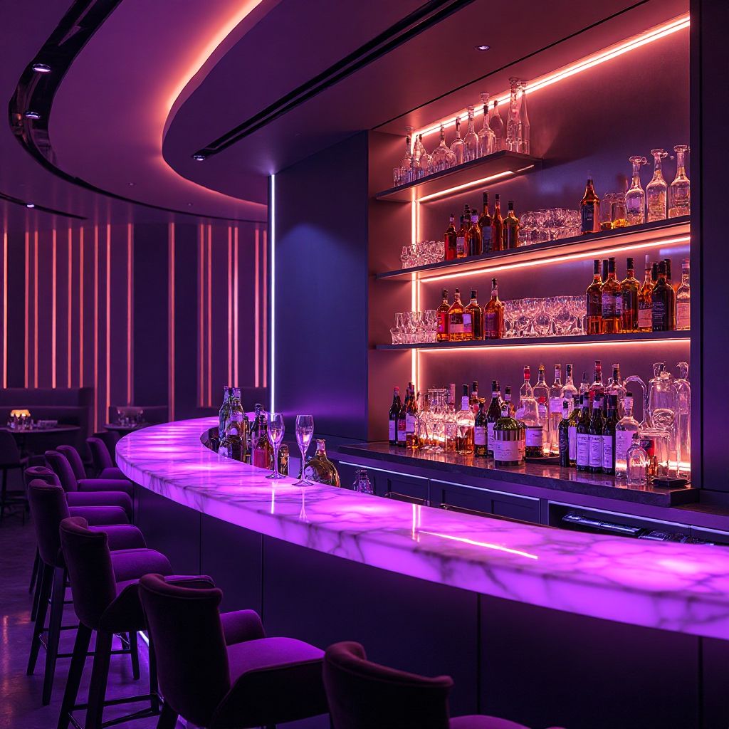 Futuristische bar met premium cocktails
